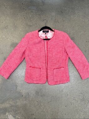 MaxMara Pink Tweed Collarless Jacket